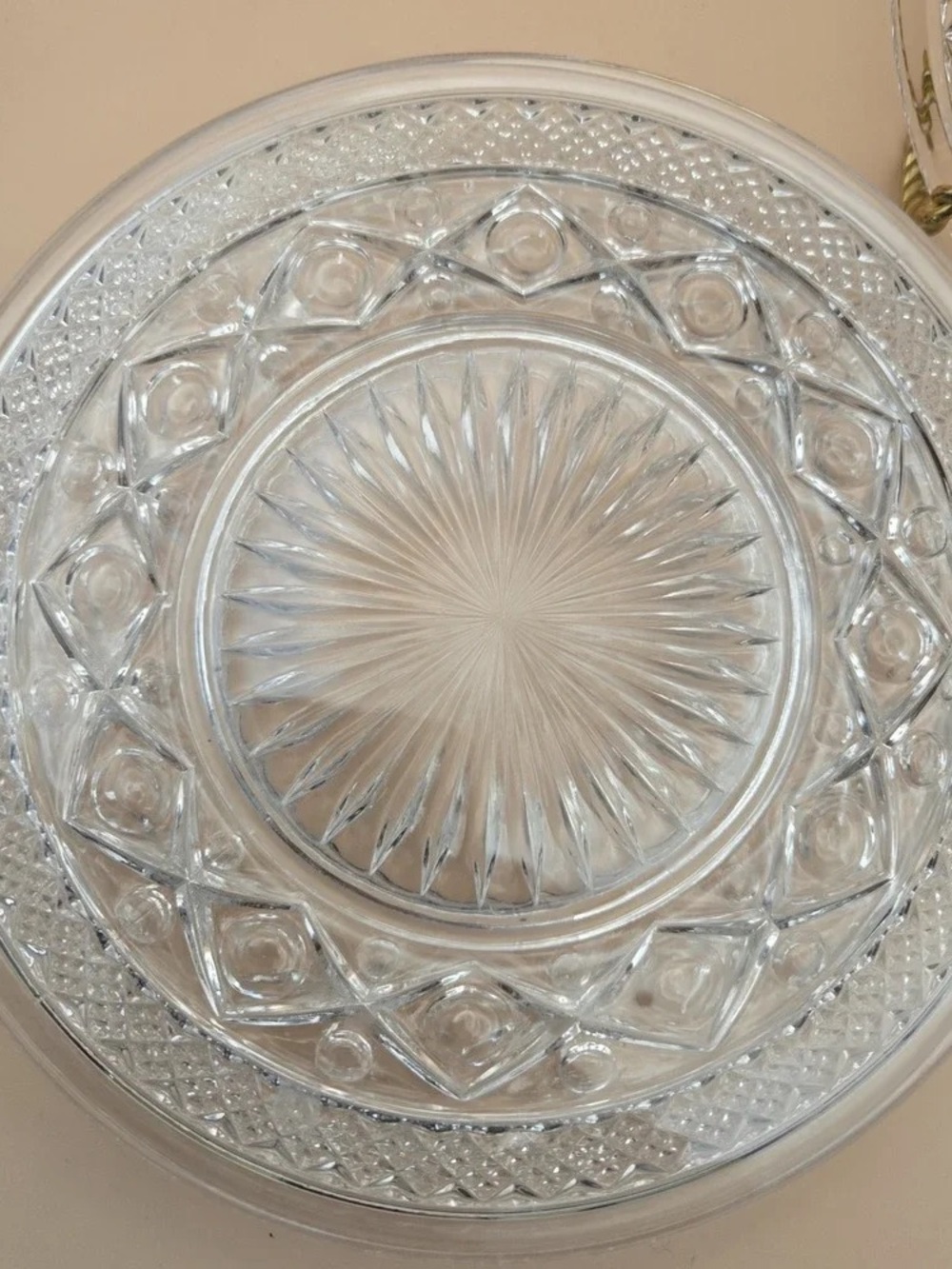 Crystal Clear Pressed Glass Serving Platter